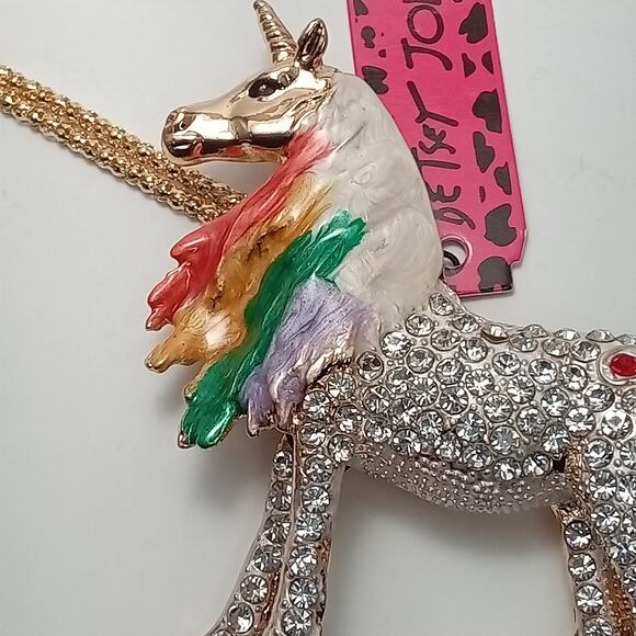 Crystal Rainbow Unicorn Necklace/Brooch - Picture 5 of 10